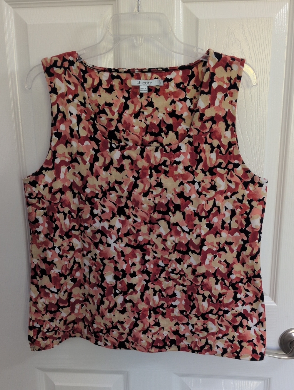 Chico's Contour Pima Cotton Square Neck Tank Top - L